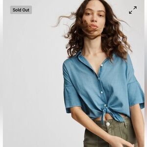 Rag & Bone Tie Shirt Indigo Large NWT